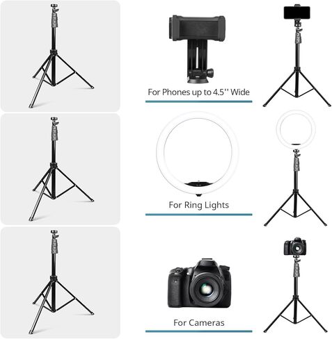 Eicaus 12" Ring Light with Tripod Stand and Phone Holder,Selfie LED Lighting with 62" Phone and Stand,Circle Ringlight for Photography,TIK Tok and YouTube,Compatible with iPhone, Android and Cameras in Kuwait