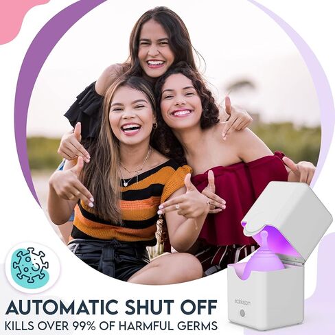 Ecoblossom Menstrual Cup Sterilizer - Modern Menstrual Cup Cleaner Unscented Sanitizer - 2-Minute Automatic UV Wash - Holder Fits Small Soft & Large Period Disc - UV Wipes Out 99.9% of Germs in Kuwait