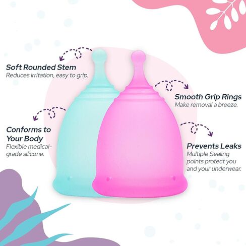 Ecoblossom Menstrual Cup Sterilizer - Modern Menstrual Cup Cleaner Unscented Sanitizer - 2-Minute Automatic UV Wash - Holder Fits Small Soft & Large Period Disc - UV Wipes Out 99.9% of Germs in Kuwait