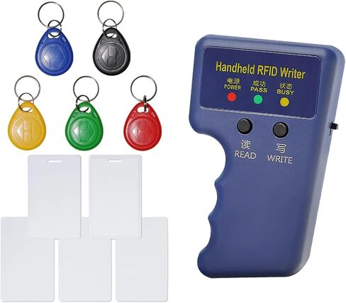 ناسخة RFID محمولة بمعرف القرب 125 كيلو هرتز لـ AWID وHID + 5 مفاتيح تحكم عن بعد قابلة للكتابة + 3 بطاقات بيضاء + 2 بطاقات سميكة بيضاء T5577 in Kuwait