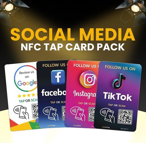 بطاقات Google Review Tap (20 حزمة) من TapFive - متوافقة مع تقييمات Google - بطاقات Zappy Fast NFC وQR للفرق والشركات متعددة المواقع - قابلة لإعادة الاستخدام، عدد غير محدود من الصنابير، بدون رسوم (20 بطاقة) in Kuwait