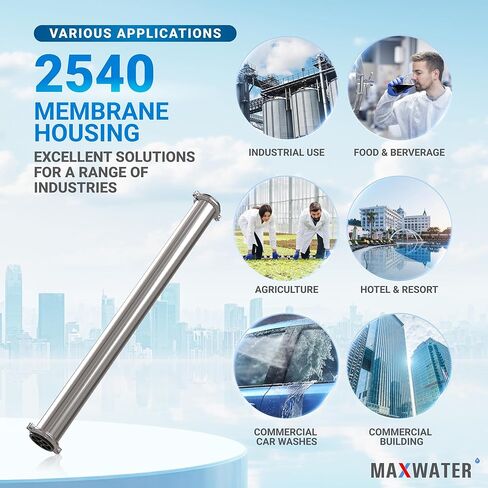 Max Water 2540 عنصر إسكان غشاء المياه المالحة BW-BW-2540: 800GPD جيد للصناعة والزراعة والمنزل بأكمله والمزيد (2540 إسكان) in Kuwait