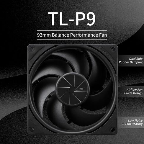 Thermalright TL-P9 وحدة المعالجة المركزية مروحة الكمبيوتر مروحة هادئة 4PIN PWM مروحة الكمبيوتر، عالية الأداء 92 مم مروحة تبريد صامتة، سرعة 2200 دورة في الدقيقة، مروحة تبريد وحدة المعالجة المركزية (أسود) in Saudi Arabia