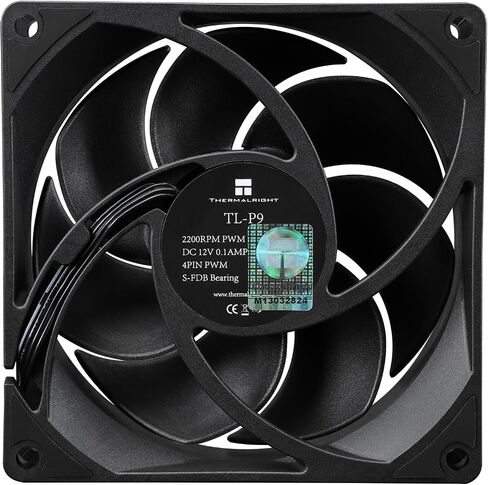 Thermalright TL-P9 وحدة المعالجة المركزية مروحة الكمبيوتر مروحة هادئة 4PIN PWM مروحة الكمبيوتر، عالية الأداء 92 مم مروحة تبريد صامتة، سرعة 2200 دورة في الدقيقة، مروحة تبريد وحدة المعالجة المركزية (أسود) in Saudi Arabia