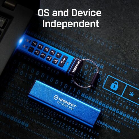 Kingston Ironkey Keypad 200 8GB Encrypted USB | Alphanumeric Keypad | Multi-Pin Access | XTS-AES 256-bit | FIPS 140-3 Level 3 Certified | Brute Force & BadUSB Protection | IKKP200/8GB in Kuwait