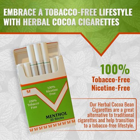 Smoke Free Herbal Cocoa Cigarettes - 1 Pack Regular - 100% Tobacco & Nicotine Free - Non Addictive - Tobacco Substitute - Premium Regular Flavor - 1 Pack (20 Sticks) in Saudi Arabia