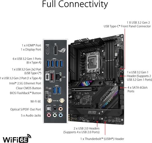 اسس روج ستريكس B760-A للالعاب واي فاي DDR5 انتل الجيل 12 و13 LGA1700 2.5G ايثرنت واي فاي 6E، 90MB1EP0-M0EAY0 in Kuwait
