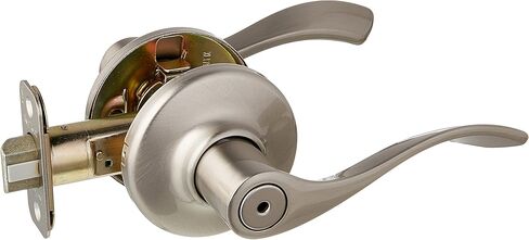 مقبض باب الخصوصية الداخلي من kwikset Balboa مع قفل، ورافعة باب للحمام وغرفة النوم، قفل دوران بدون مفتاح قابل للعكس من النيكل الساتان، مع حماية من الميكروبان in Kuwait