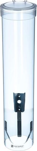 San Jamar Medium Pull-Type Cup Dispenser 4-10 Oz. Cups with Flip Cap for Restaurants, Home, And Office, Plastic, 16 Inches, Arctic Blue, (Pack of 24) in Saudi Arabia