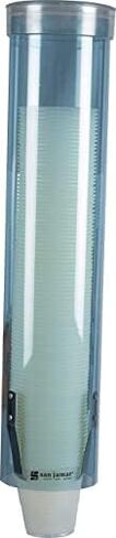 San Jamar Medium Pull-Type Cup Dispenser 4-10 Oz. Cups with Flip Cap for Restaurants, Home, And Office, Plastic, 16 Inches, Arctic Blue, (Pack of 24) in Saudi Arabia
