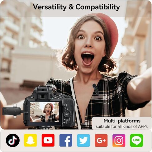 ميكروفون MAXDORIA اللاسلكي Lavalier، ميكروفون لاسلكي بمشبك لهاتف iPhone، iPad، هاتف من النوع C، ميكروفون صغير مع علبة شحن 600 مللي أمبير في الساعة، ميكروفون لاسلكي لتسجيل الفيديو، المقابلة، Tiktok، YouTube، إلخ in Kuwait