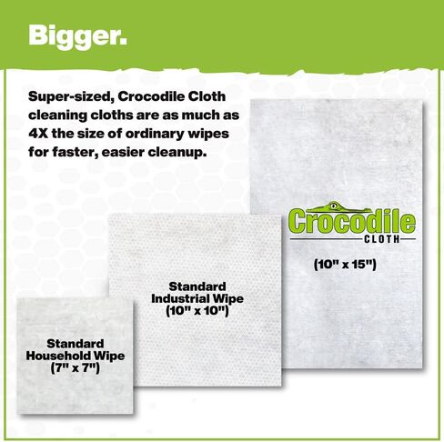 Crocodile Cloth Grill - 80 (15" x 10") Biodegradable Cleaning Wipes. Safe on Skin & Multiple Surfaces. Infused with Aloe & Vitamin E. Large, Pre-Moistened & Absorbent. in Saudi Arabia