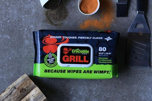 Crocodile Cloth Grill - 80 (15" x 10") Biodegradable Cleaning Wipes. Safe on Skin & Multiple Surfaces. Infused with Aloe & Vitamin E. Large, Pre-Moistened & Absorbent. in Saudi Arabia