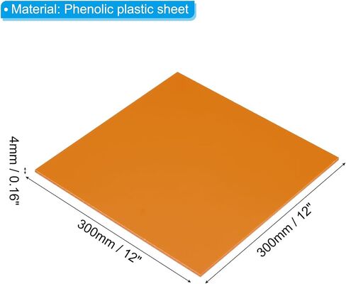 PATIKIL 300x300x5mm Phenolic Plastic Board, 1 Pcs Resin Laminated Sheet Plate Board PCB for Electrical Electronic Fixtures DIY and Crafts, Orange Red in Saudi Arabia