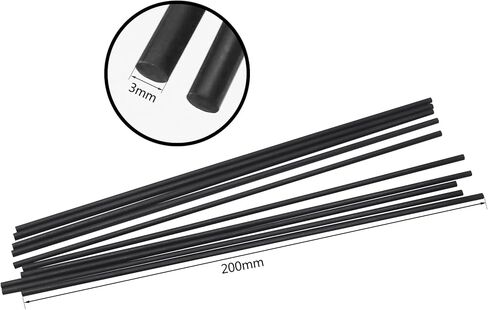 Xadnitu 10 قطع 3 مم × 200 مم من ألياف الكربون قضيب دائري قضيب غير لامع لطائرة RC DIY طائرة ورقية استبدال قضبان الجناح أنبوب كوادكوبتر إصلاح الذراع in Kuwait
