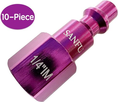 SANFU Air Hose Fittings, Aluminum AMT Universal Air Coupler and I/M Industrial Type Air Plug Kit, 1/4 Inch Threads Size, 1/4 Inch Body Size, 15 Pieces Air Compressor Accessories Fittings Kit(Purple) in Kuwait
