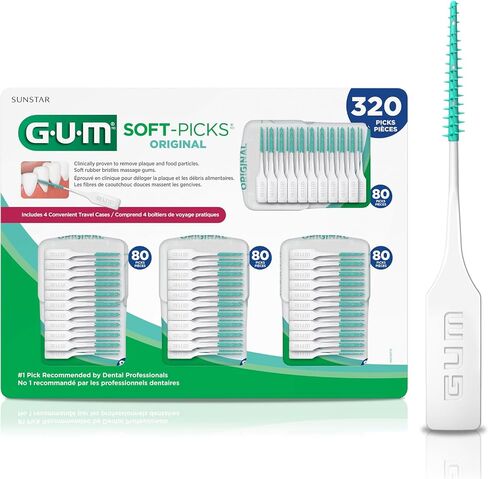 GUM Soft-Picks Wide Space, Easy to Use Dental Picks for Teeth Cleaning Health, with Convenient Carry Case, Dentist Recommended Dental Picks, 100ct (3pk) in Saudi Arabia