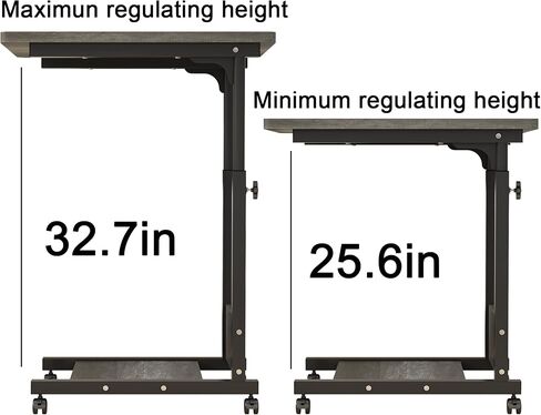 Adjustable Height C Table Sofa Side Bedside Table with Wheels, Hospital Bed Table Rolling Tray with Storage, Mobile Computer Desk Laptop Table for Home Use,Gray in Saudi Arabia