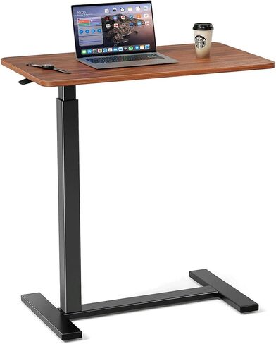 Mobile Bed Laptop Desk with Lockable Wheels and Height Adjustment Functio Versatile Overbed Table for Hospital Bedside and Efficient Home Office, White in Saudi Arabia