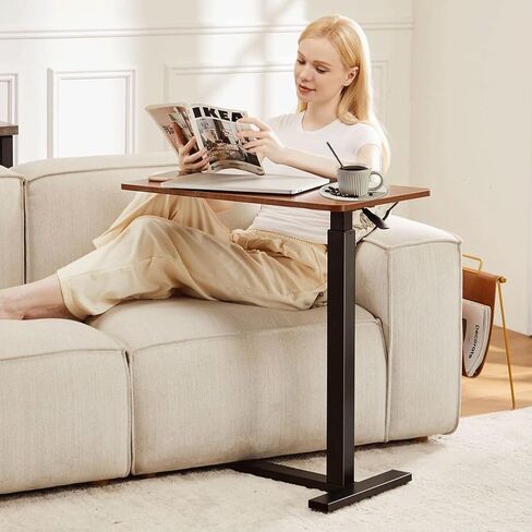 Mobile Bed Laptop Desk with Lockable Wheels and Height Adjustment Functio Versatile Overbed Table for Hospital Bedside and Efficient Home Office, White in Saudi Arabia