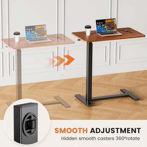 Mobile Bed Laptop Desk with Lockable Wheels and Height Adjustment Functio Versatile Overbed Table for Hospital Bedside and Efficient Home Office, White in Saudi Arabia
