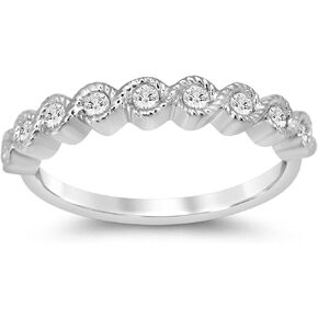 La Joya 1/4-1/2 CT TW Certified Lab Grown Infinity Diamond Ring Bands | Solid 10k White Gold Diamond Anniversary Ring and Wedding Band | Sparkling GH VS/SI Diamond Band