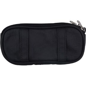 Marshal Genuine Leather Zippered Double Eyeglass Sunglasses Case Holder Black