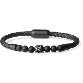 COAI Buddha Matte Onyx Leather Bracelet