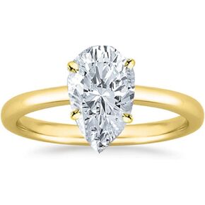 14K White Gold 2 Carat Lab Grown Solitaire Pear Cut IGI CERTIFIED Diamond Engagement Ring (2 Ct,E-F Color VS1-VS2 Clarity)
