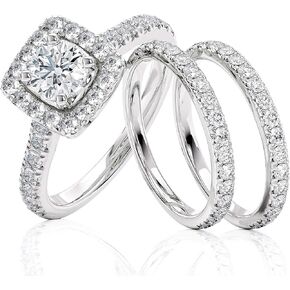 Beverly Hills Jewelers 2 Carat Diamond Engagement Ring for Women in 14k White Gold