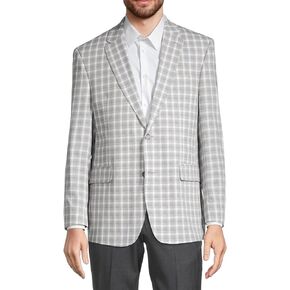 Tommy Hilfiger Mens Trevor Plaid Flex Fit Two-Button Blazer Gray 40R