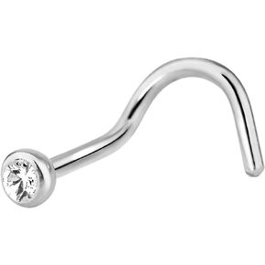Forbidden Body Jewelry 20g Surgical Steel Press Fit CZ Crystal Nose Screw