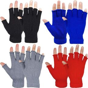 Outrip Fingerless Gloves for Women and Men Winter Warm Knit Typing Half Finger Gloves