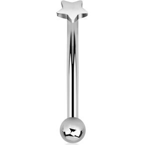 Pierced Owl 16GA G23 Titanium Internally Threaded Flat Star Top Eyebrow Curved Barbell