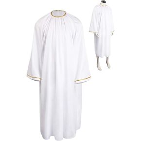Oumelfs Men Cosplay Costume Angel Robe Dress White Cape Cloak Halloween Outfits for Adults