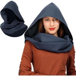 Medieval Linen Cowl Hood Scarf Vintage Rogue Cape Costume Accessory