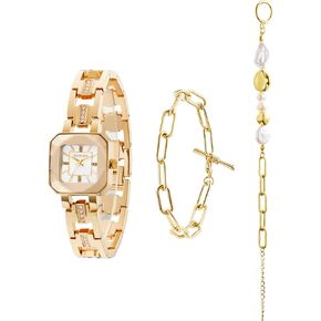 Women's Watch Set Premium Crystal Accented Bangle Watch and Bracelet Watch Gifts for Women