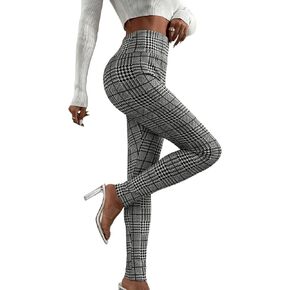 سراويل عمل نسائية من SweatyRocks ذات خصر عالي المرونة ومنقوشة وحزام خصر عريض وقابل للتمدد