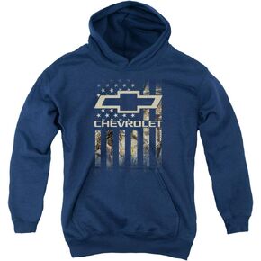 Trevco Chevrolet Camo Flag Unisex Youth Pull-Over Hoodie for Boys and Girls