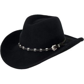 Outback Trading Men's Wallaby Durable Wool Western Cowboy Hat with Wire Brim & Hatband with Buckle