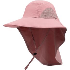 CLAPE Sun Protection Hats for Men Women Wide Brim Fishing Hats with Neck Flap Quick Dry Breathable Safari Hiking Cap