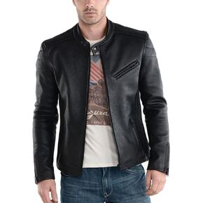 Laverapelle Men's Genuine Lambskin Leather Jacket (Black, Biker Jacket) - 1501008