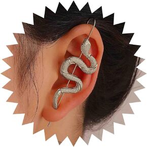 Snake Ear Wrap Crawler Hook Earrings Snake Long Piercing Wrap Climber Earrings Boho Gold Ear Hook Earrings Punk Serpent Ear Cuff Earrings Jewelry for Women and Girls
