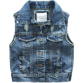 Motteecity Fashion Boys Casual Ripped Denim Stylish Sleeveless Jacket Vest 5T