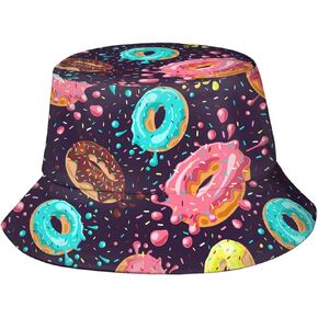 Donut Doughnut Bucket Hat Fisher Hat Travel Beach Sun Hat Outdoor Cap for Unisex Men Women