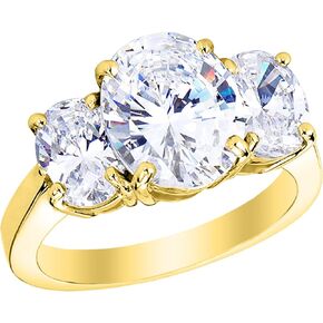 3 Three Stone Oval Diamond Engagement Ring 14K Yellow Gold (H-I Color Ultra Premium)