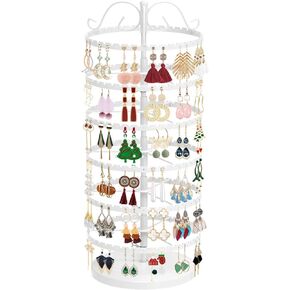 MODOWEY Rotating Earring Holder Organizer, Adjustable Metal Earring Display Stand Rack,Earring Tree Organizer for Women Girl (480 Holes, White)