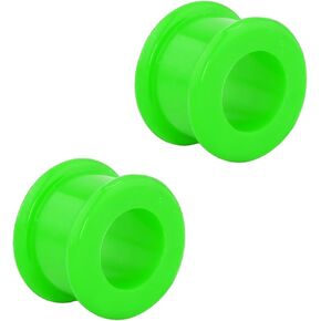 1 PAIR (2pcs) GREEN SILICONE FLAT FLARE TUNNELS Double Flare Gauges Thin Soft Flexible Flesh Plugs 1043