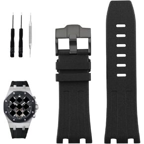 Compatible for 28mm Audemars Piguet AP Royal Oak Offshore Watch 15703 15710 15400 26470 26400 Rubber Watch Band Replacement for men Silicone Wirstband Strap women Bracelet