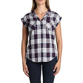 Jachs Women's Cap Sleeve Button Down Shirt - Short Sleeve Printed Blouse